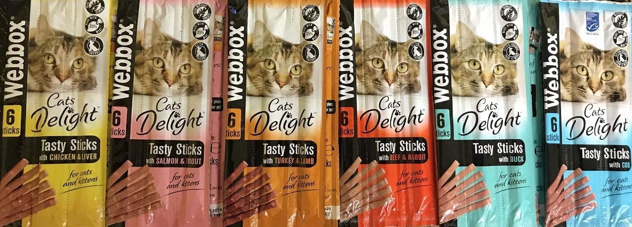 Webbox *New Cats Delight Tasty Sticks Chews Treats Variety Pack 12 x 6 (72 Sticks), 80 g (Pack of 6)