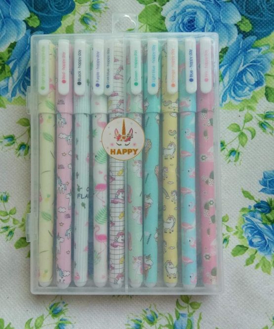 EUGU 5 Unicorn Gel Pens and 5 Flamingo Gel Pens,Cute Korean Stationery for Girls,0.5mm Fine Point Pen,10 Ink Color - Image 2