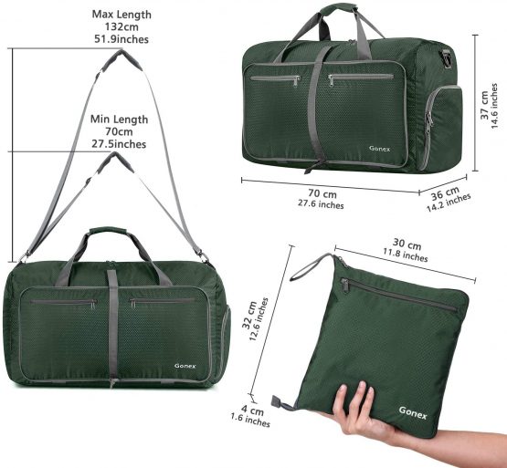 Gonex 80L Foldable Sport Duffels Travel Bag Large Sport Holdall Bag Packable Gym Bag Lightweight Waterproof Luggage (Black) - Image 2