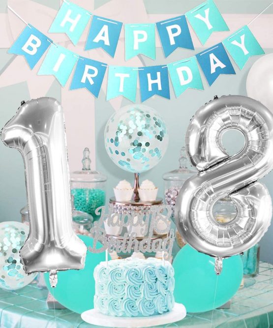 18th Birthday Decorations Girls Teal Happy 18th Birthday
