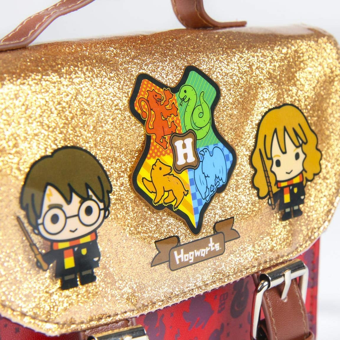 Harry Potter Bag, Hogwarts Girls School Bag, Crossbody Bag, Backpack for Kids Harry Potter Chibi Print, Glitter Satchel Bag - Image 2