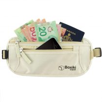 Boxiki Travel Women's Money Belt With RFID Blocking, Secure Holder for Passport - Beige (One Size)