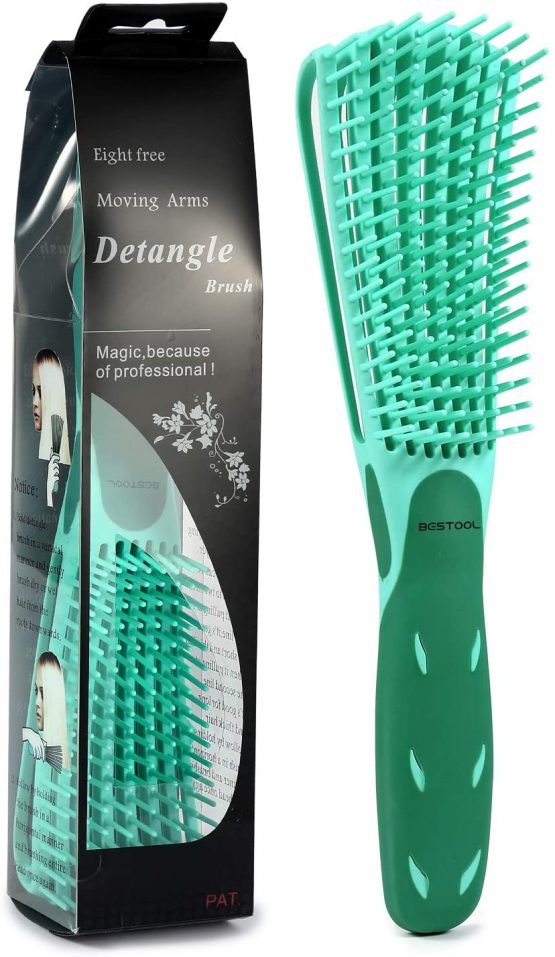 BESTOOL Detangling Brush for Black Natural Hair, Detangler Brush for Natural Black Hair Curly Hair Afro 3/4abc Texture, Faster and Easier Detangle Wet or Dry Hair with No Pain (Green)