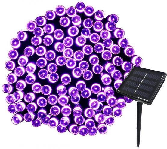 Tuokay Solar Fairy Lights, Waterproof 72ft 22m 200 LED 8 Twinkling Modes Garden Lights, Outdoor Lighting Decorative String Lights for Gazebo, Patio Lawn, Yard, Fence, Wedding Ornament (Purple)