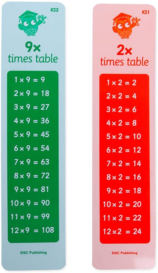 DSC Publishing Times Table bookmarks x6 all tables KS1 maths KS2 time