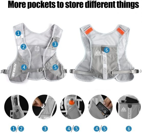 Geila Hydration Pack Backpack, Hydration Vest Trail Marathoner Running Race Hiking Rucksack with 2 Water Bottles - Image 4