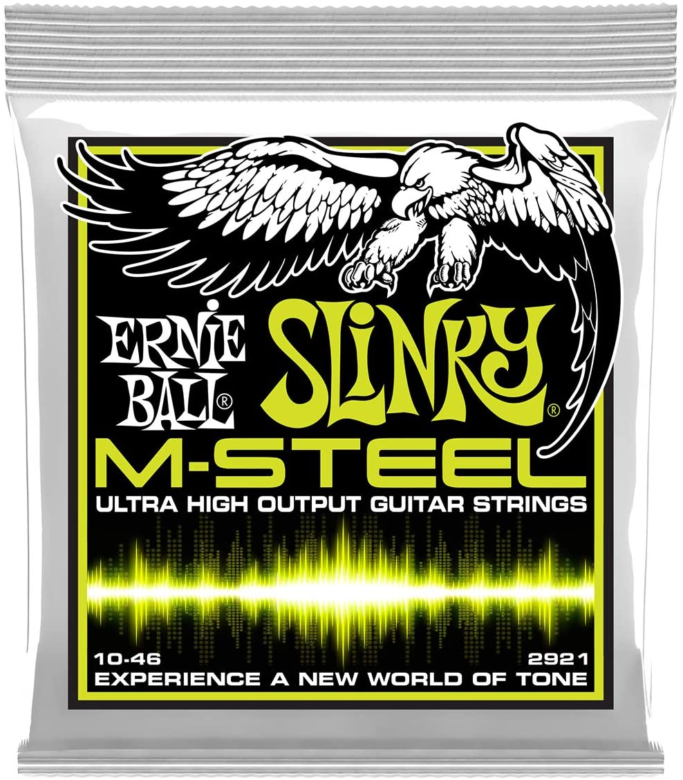 Ernie Ball P02921 Regular Slinky M-Steel Electric Guitar Strings - 10-46 Gauge, Regular (10-46)