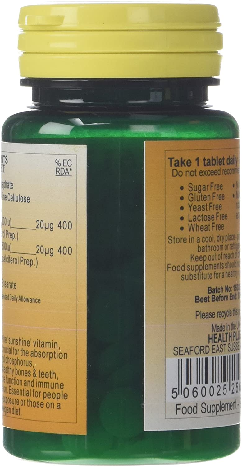 Health Plus Vitamin D Complex 1600iu (40µg) : Vitamin D Supplement : 90 Tablets, Natural, 90 count (Pack of 1) - Image 3