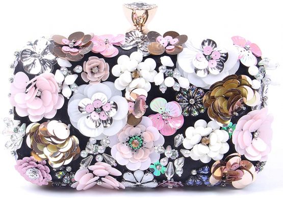 Jywmsc Women Clutches Flower Evening Handbag Chain Strap Shoulder Bag