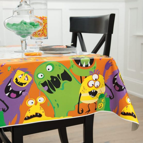 Unique Party 77033 - Plastic Silly Monsters Halloween Tablecloth, 7ft x 4.5ft - Image 3