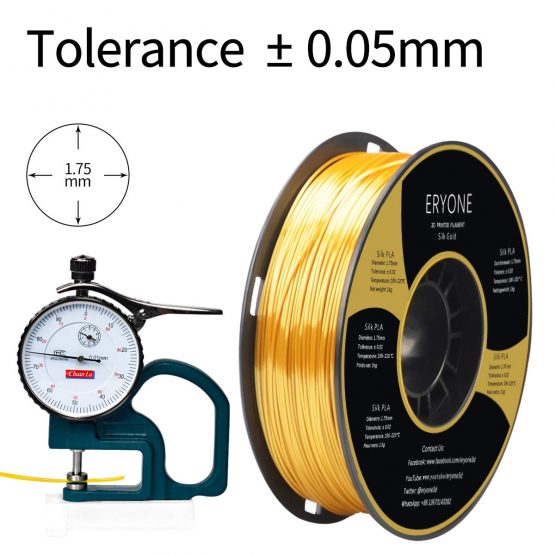 ERYONE Silk PLA Filament for 3D Printer, 1.75mm, Tolerance: ±0.03mm, 1kg (2.2LBS)/Spool, Gold - Image 4