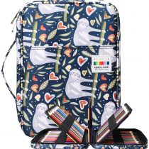 BOMKEE Large Pencil Case 220 Slots Colored Pen Organizer Bag Portable Handy Drawing Painting Storage Stationery Pouch Waterproof Multilayer Gel Pens Watercolor Pencils Holder for Kids Adults(Sloth)