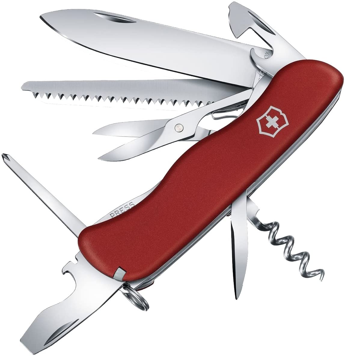 Victorinox Outrider Swiss Army Knife, Large, Multi Tool, Camping Knife, 14 Functions, Blade, Scissors, Red