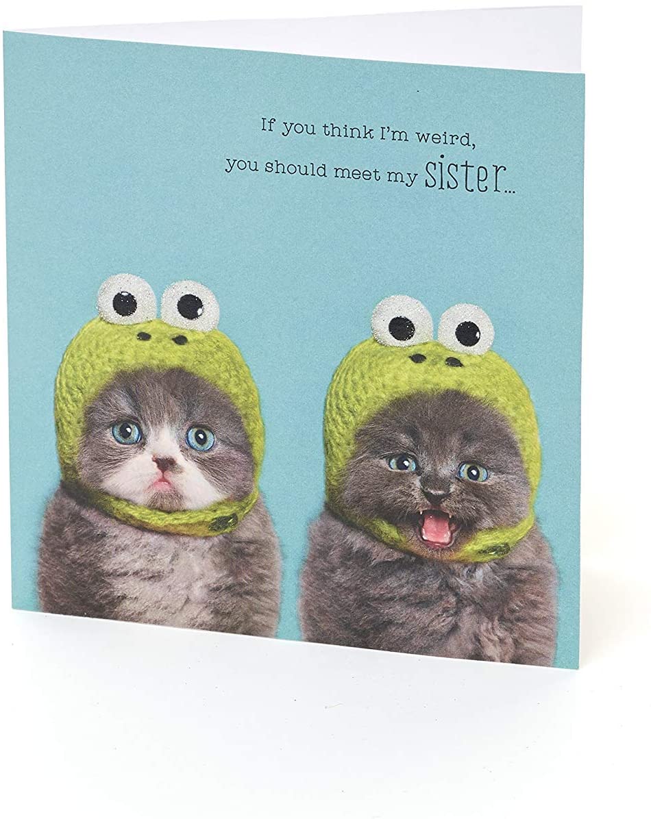Sister Birthday Card - Gift Card for Her,Mum - Funny Cat Birthday Card, white, Standard Size