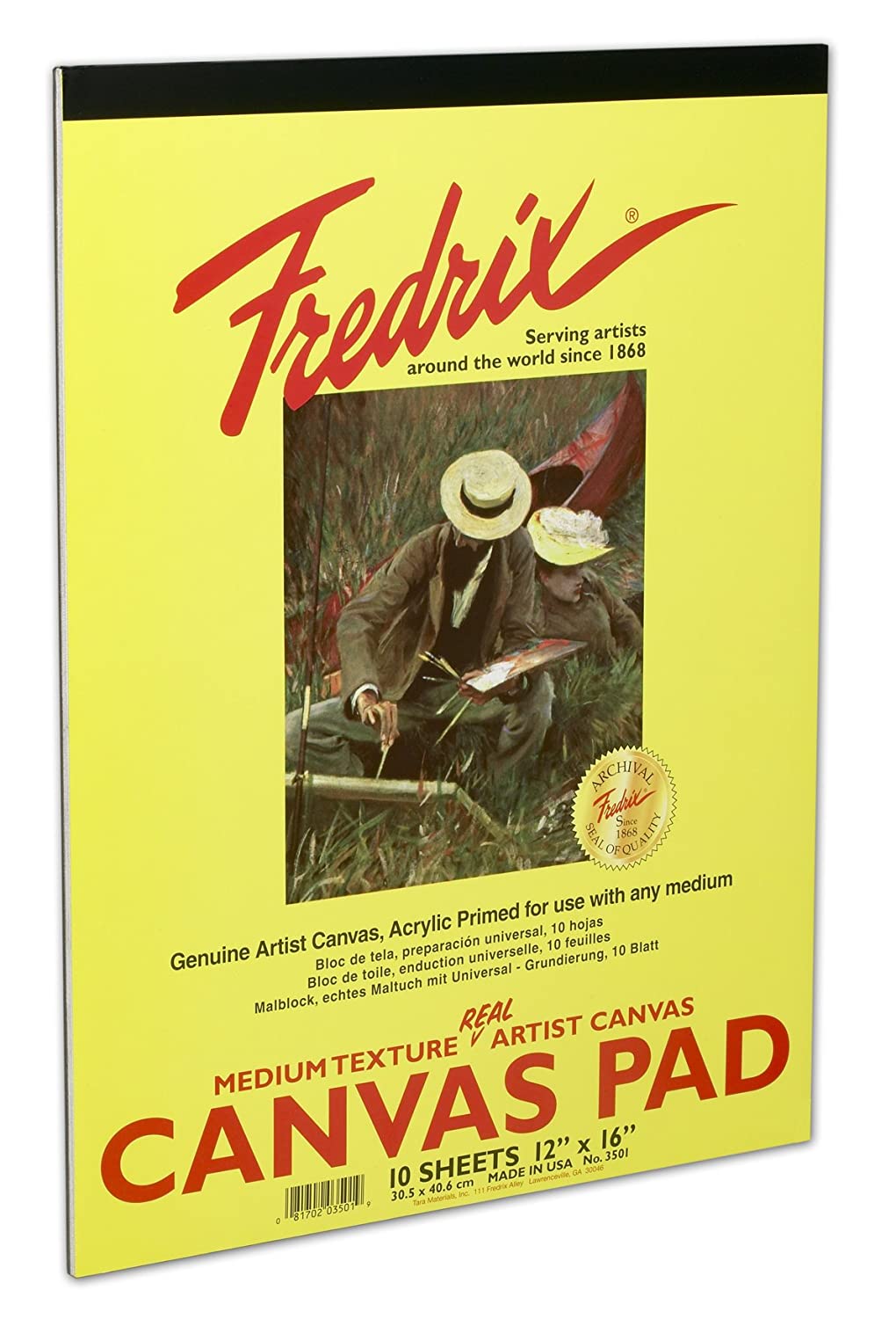 Fredrix 3501 Canvas Pads, 12 by 16-Inch, White, 40.6L x 30.5W cm