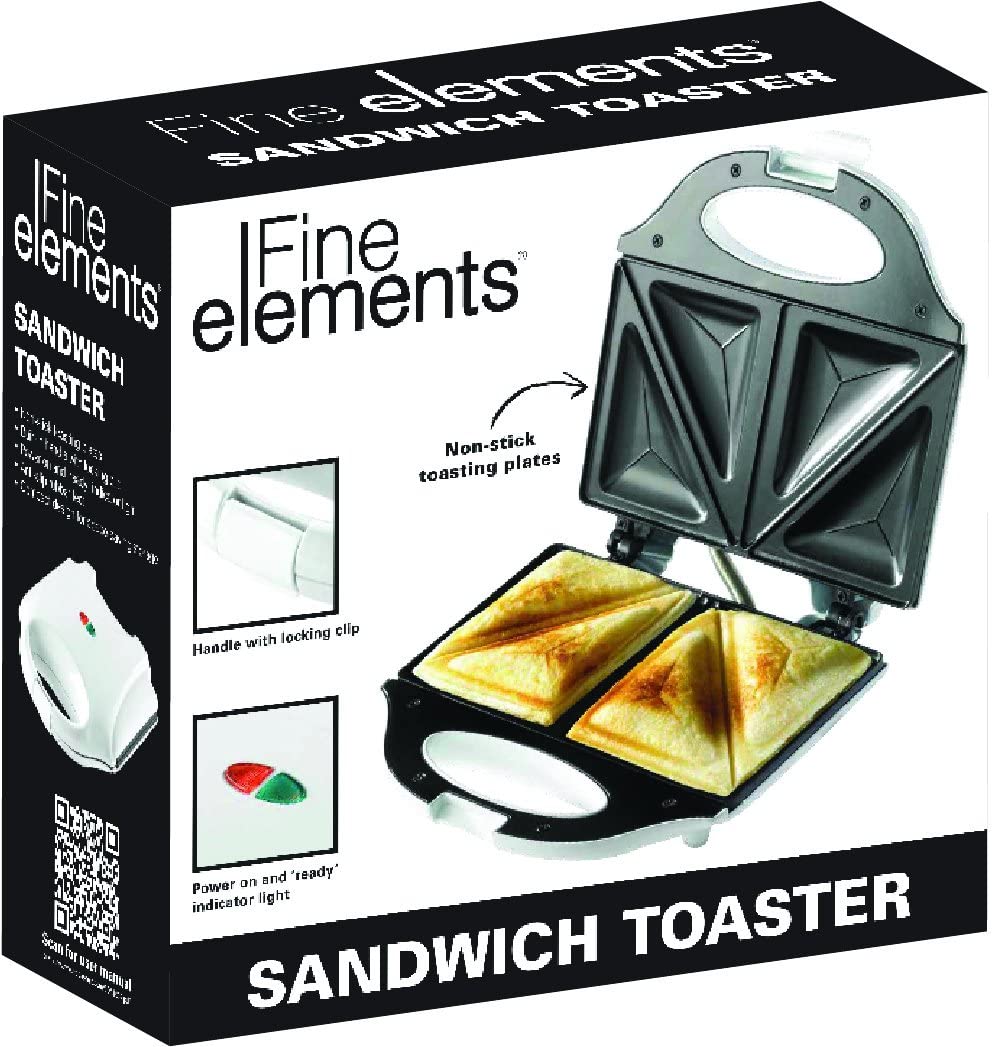 Daewoo Essentials 2 Slice Sandwich Toaster Deep Fill, Non-stick Toasting Plates, Built In Handle With Locking Clip - Image 3