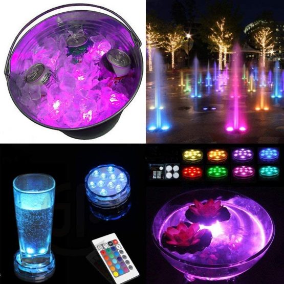 Submersible LED Lights,Multicolor RGB 10-LED Lights Waterproof Underwater Light LED Base for Vase Base,Aquarium, Pond, Garden, Fish Tank,Home Party, Decoration Lights - Image 3