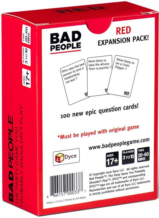 BAD PEOPLE - RED Expansion Pack (100 NEW Question Cards) - The Game You Probably Shouldn't Play - Image 3