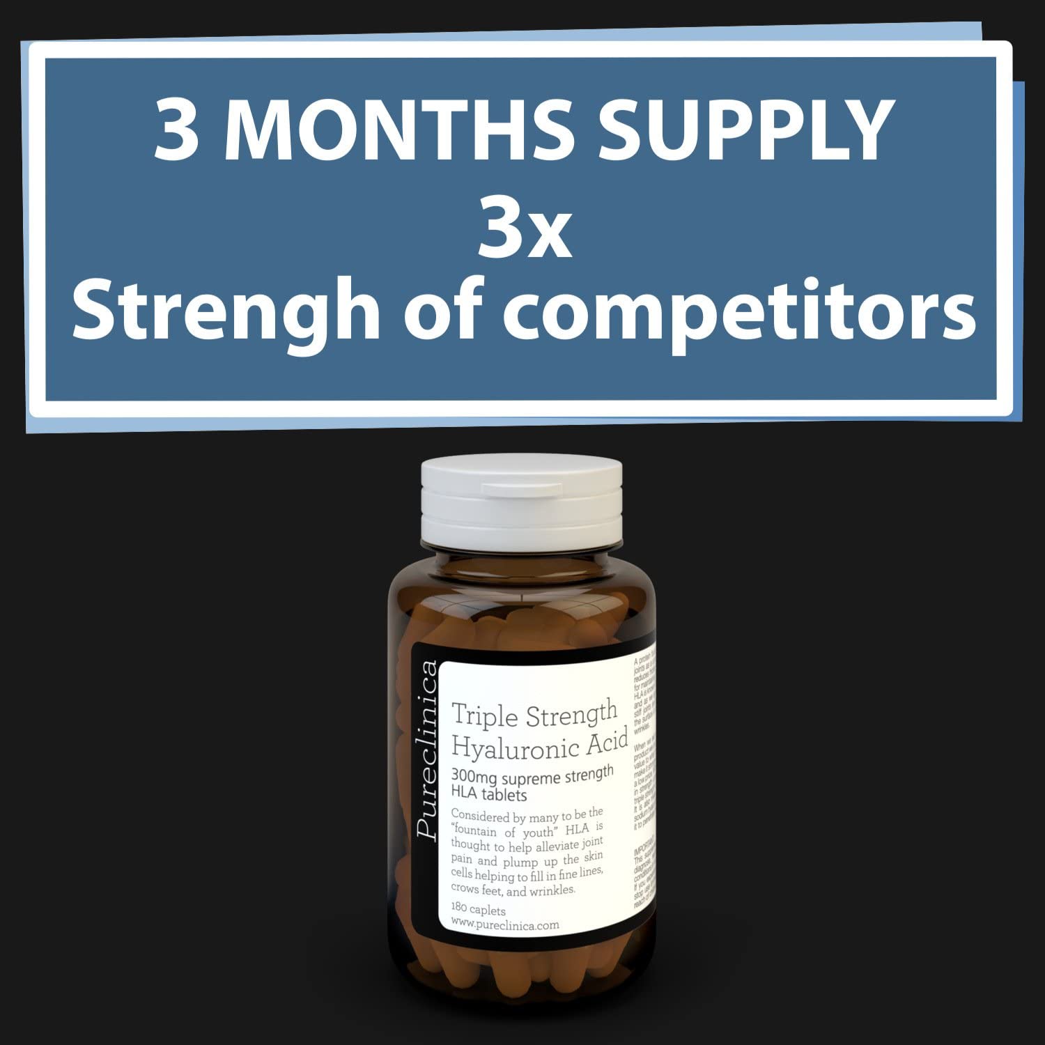 Hyaluronic Acid 300mg Triple Strength - 180 Tablets (6 Month Supply), 180 count (Pack of 1) - Image 3