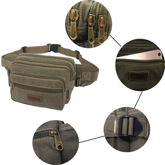 SUNSEATON Large Bum Bag with 6 Zip Pockets, Waist Bag, High Capacity Waist Fanny Pack For Cycling Hiking Travel Holidays Festivals - Image 3