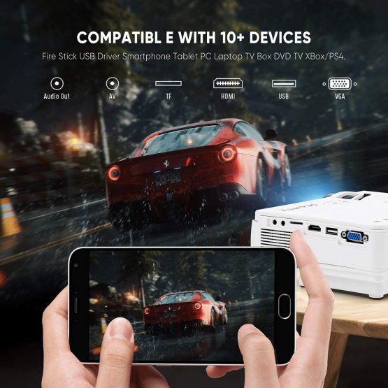 XuanPad Mini Projector Portable video-projector,55000 Hours Multimedia Home Theater movie Projector,Compatible with TV Stick,Full HD 1080P HDMI,VGA,USB,AV,laptop,iphone,Android Smartphone - Image 4