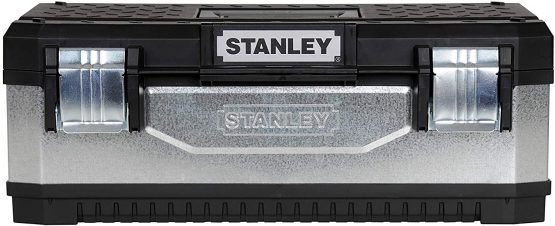 STANLEY Galvanised Toolbox with Heavy Duty Metal Latch, Portable Tote Tray for Tools and Small Parts, 23 Inch, 1-95-619