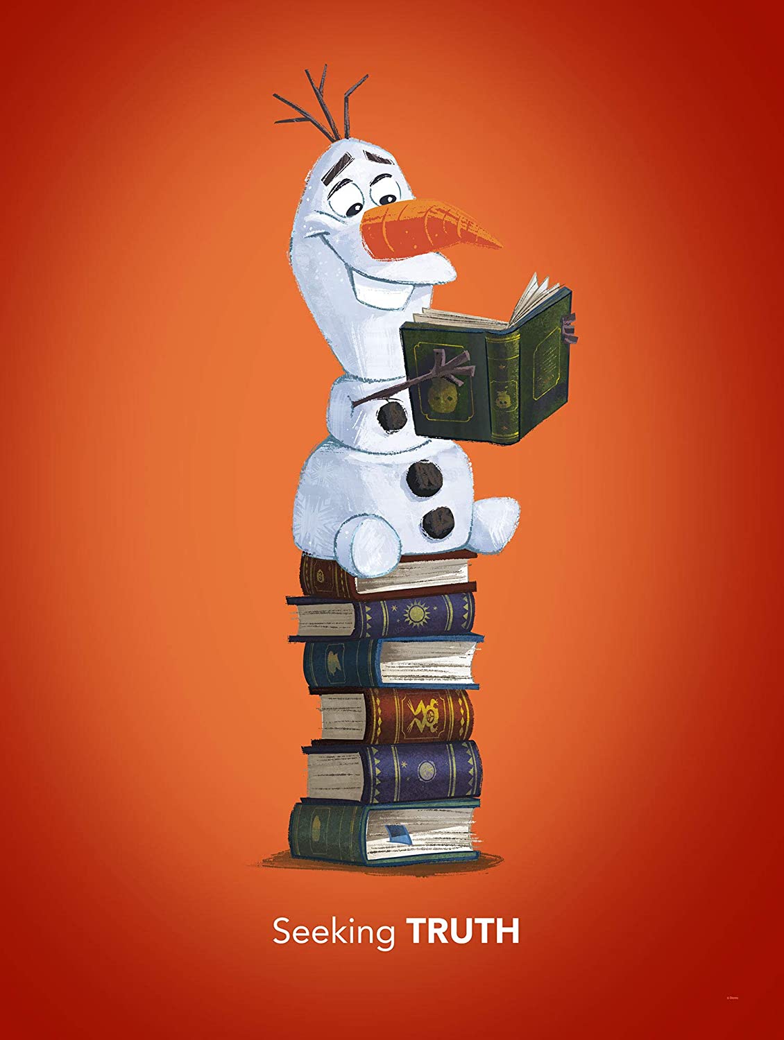 Komar Disney Frozen Olaf Reading Wall Picture for Nursery Baby Room, Decoration Art Print Without Frame Available in 3 Sizes