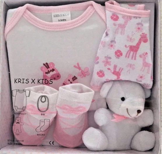 Newborn Baby 4 pcs Gift Set 0 - 3 Months. Available in Blue or Pink or Lemon or White (Pink set) - Image 2