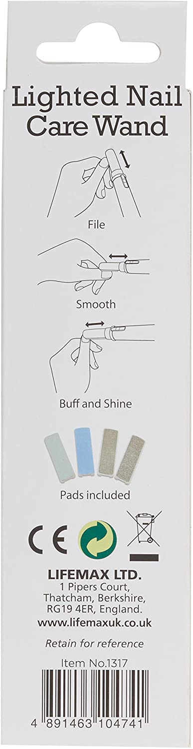 Lifemax 1317 Lighted Nail Care Wand, White, H:1.5 x W:1.5 x D:14.5 cm - Image 3
