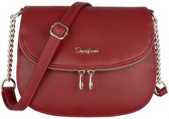 David Jones - Women's Small Crossbody Bag - Ladies Chain Shoulder Bag PU Leather - Zipper Flap Messenger Bag Multiple Pocket - City Casual Saddle Handbag - Work Travel Phone Clutch Purse