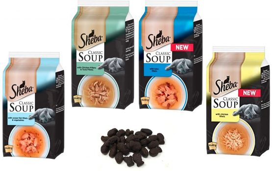 SHEBA Classic Soup Adult Cat Mixed Pack 16 Pouches TotalTuna (4x40g