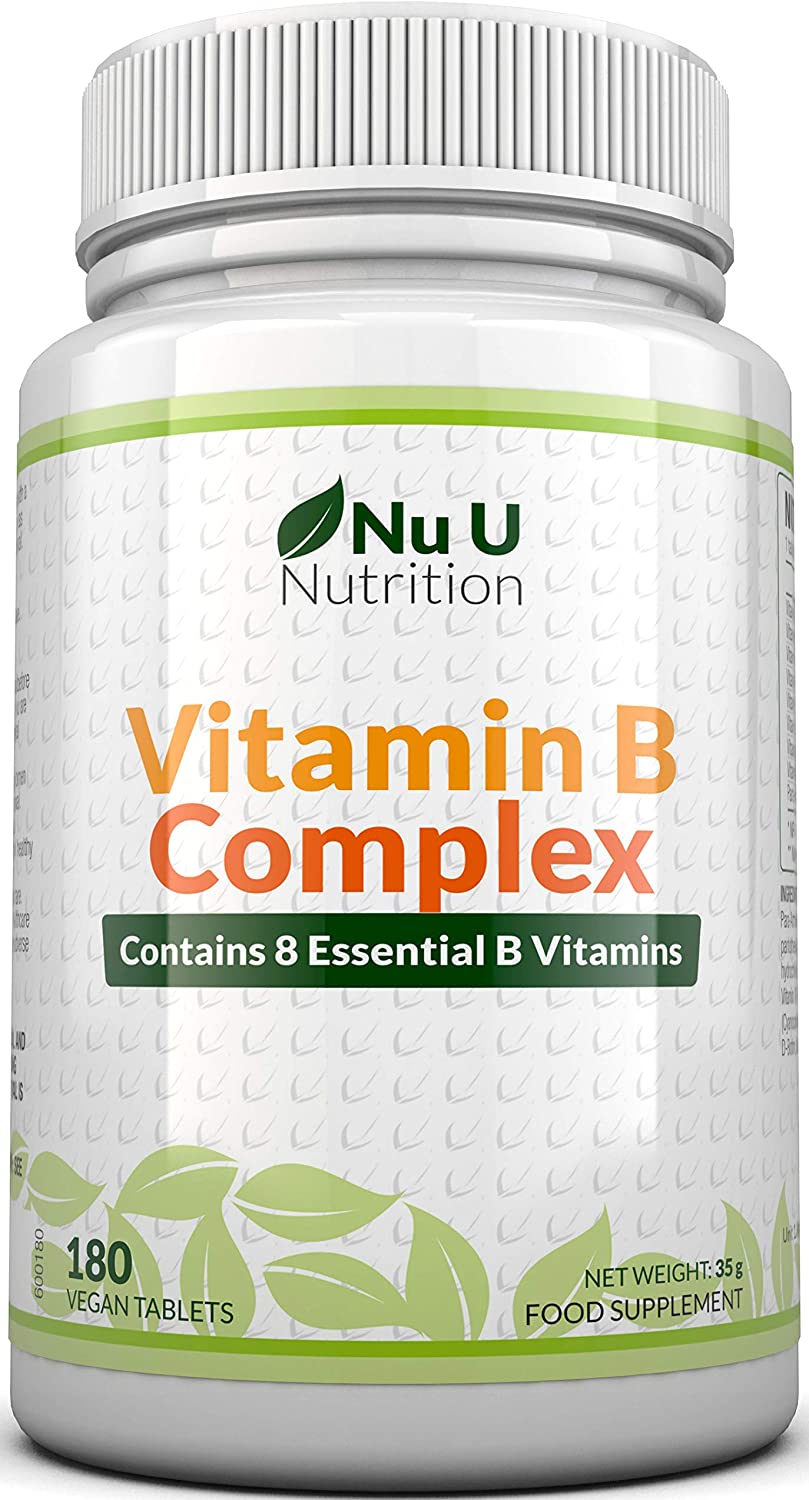 Vitamin B Complex High Strength, 180 Vegan Tablets, 6 Month Supply, Contains All 8 B Vitamins in 1 Tablet, Vitamins B1, B2