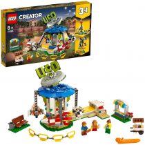 LEGO 31095 Creator 3in1 Fairground Carousel Set, Fair Fun Adventures, Space Themed Model
