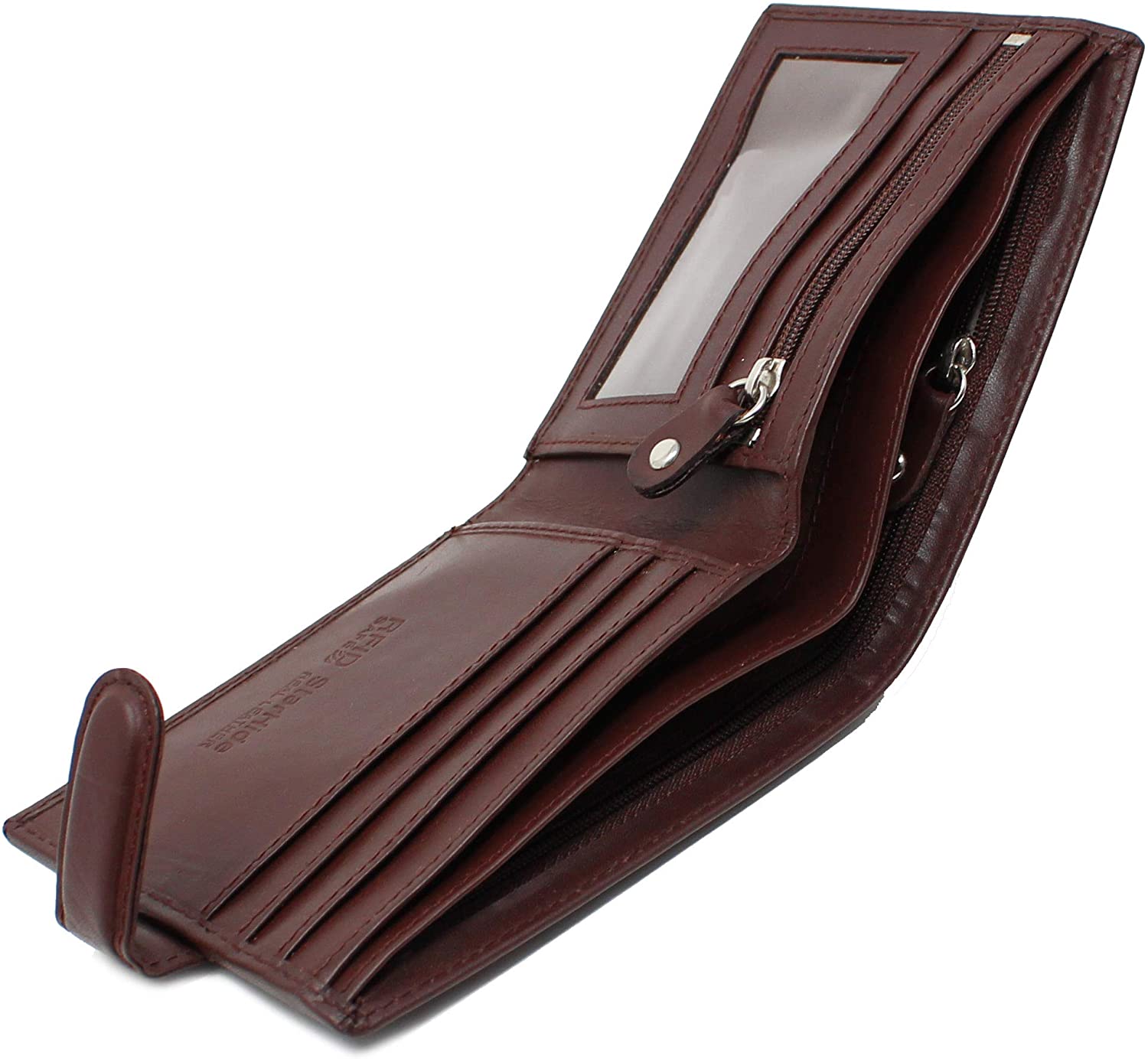 STARHIDE Wallets Men RFID Blocking Contactless Protection Slim Genuine Leather Bifold Wallet with Zip Coin Pocket Gift Boxed 1100 (Brown VT) - Image 4