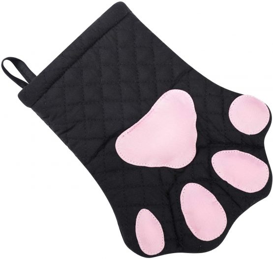 Oven Mitts,Cute Design Funny Cat Heat Resistant Cooking Glove Quilted Cotton Lining- Heat Resistant Pot Holder Gloves for Grilling & Baking Gloves BBQ Oven Gloves Kitchen Tools Gift Set (Black) - Image 2