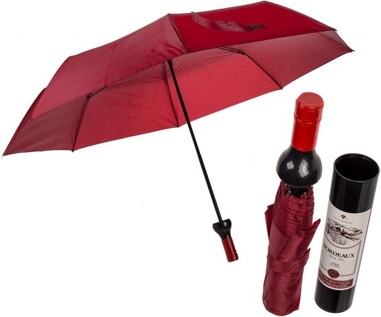 Out of the blue Pocket Umbrella, Wine Bottle, Dark Red, D: 90 cm