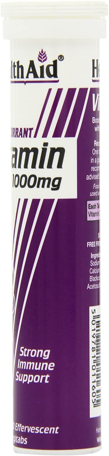 HealthAid Vitamin C 1000mg - Effervescent (Blackcurrant Flavour) - 20 Tablets, White, 1 count (Pack of 20) - Image 2