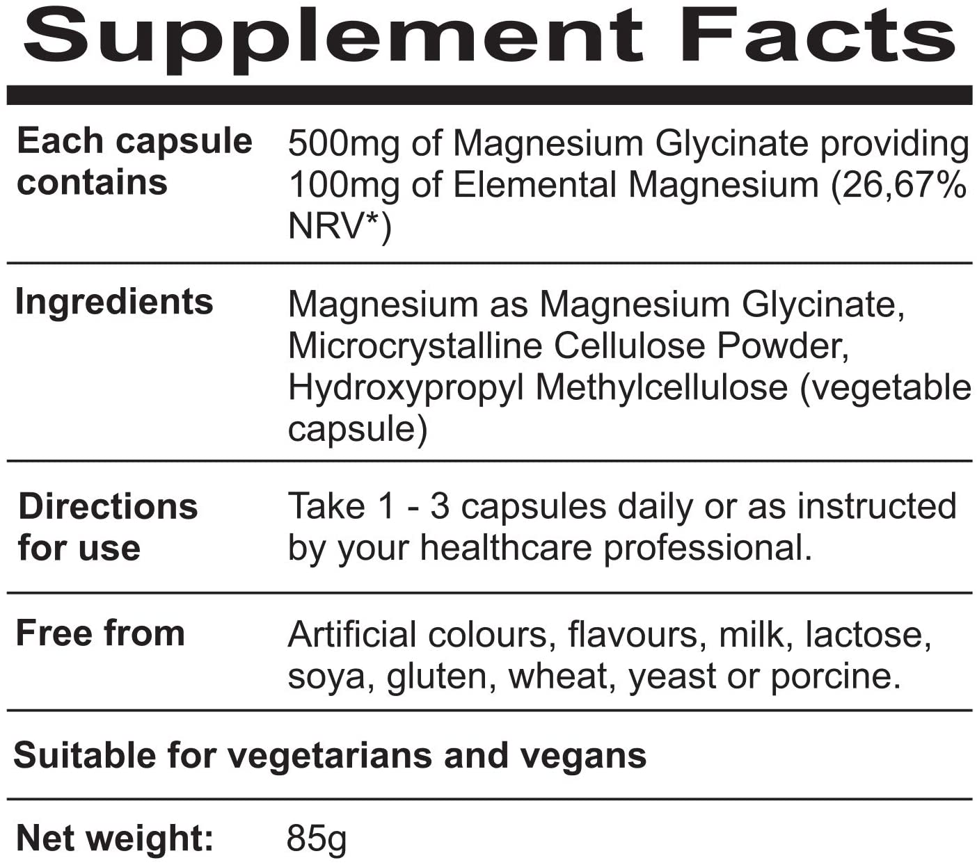 Epsilon Life Magnesium Glycinate 500mg, Chelated & Unbuffered Bisglycinate (No Oxide) - Image 3