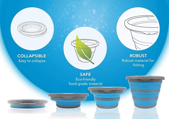 Bramble - Portable Space Saving Collapsible/Foldable 10 Litre Bucket - Blue - Image 3