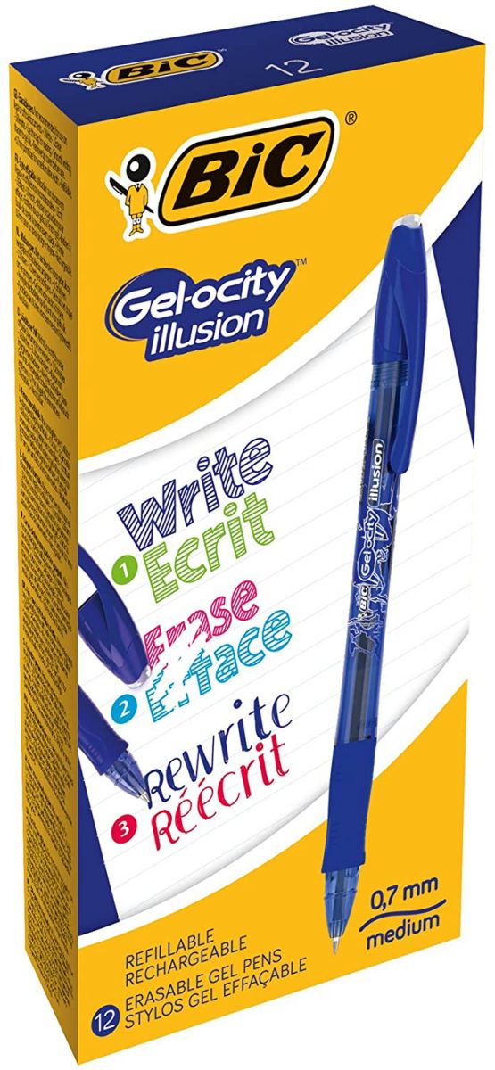 BIC 943440 0.3 mm "Gel Ocity" Illusion Gel Pen - Blue (Pack of 12)