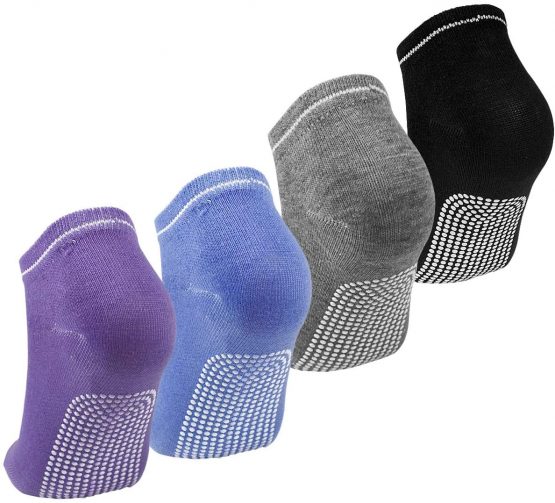 Dokpav Pilates Yoga Socks Pack of 4 Womens Non Slip Non Skid Fitness/Dance Barre/Ballet/Maternity Grip Socks with Gripper Cotton