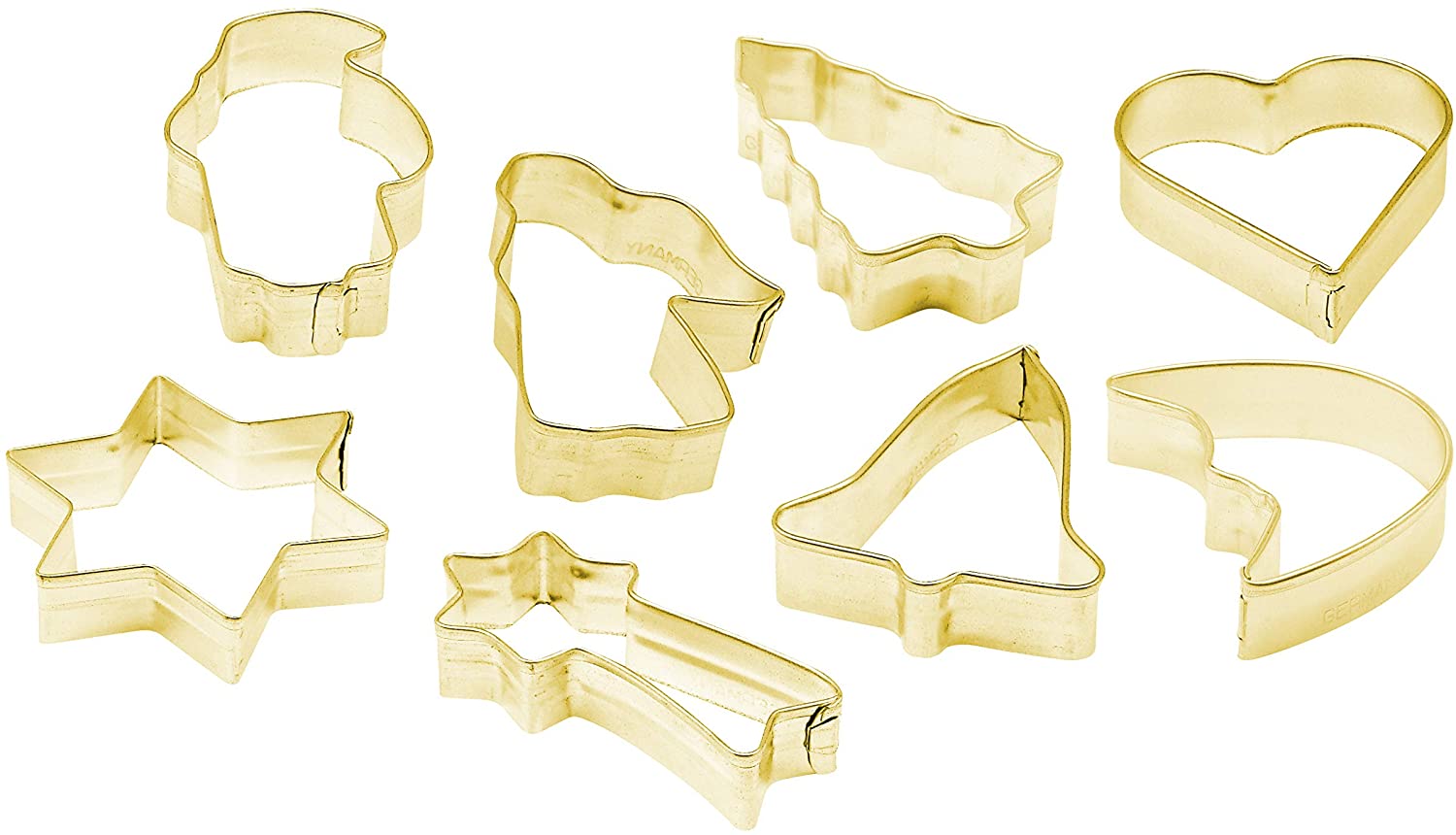Dr.Oetker Cookie Cutter Christmas 8 pieces in gold, Tinplate, 5 x 5 x 3 cm