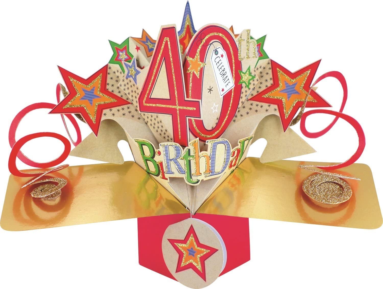 Happy 40th Birthday Pop-Up Greeting Card Original Second Nature 3D Pop Up Cards, multicolour, 1 Stück (1er Pack) - Image 2