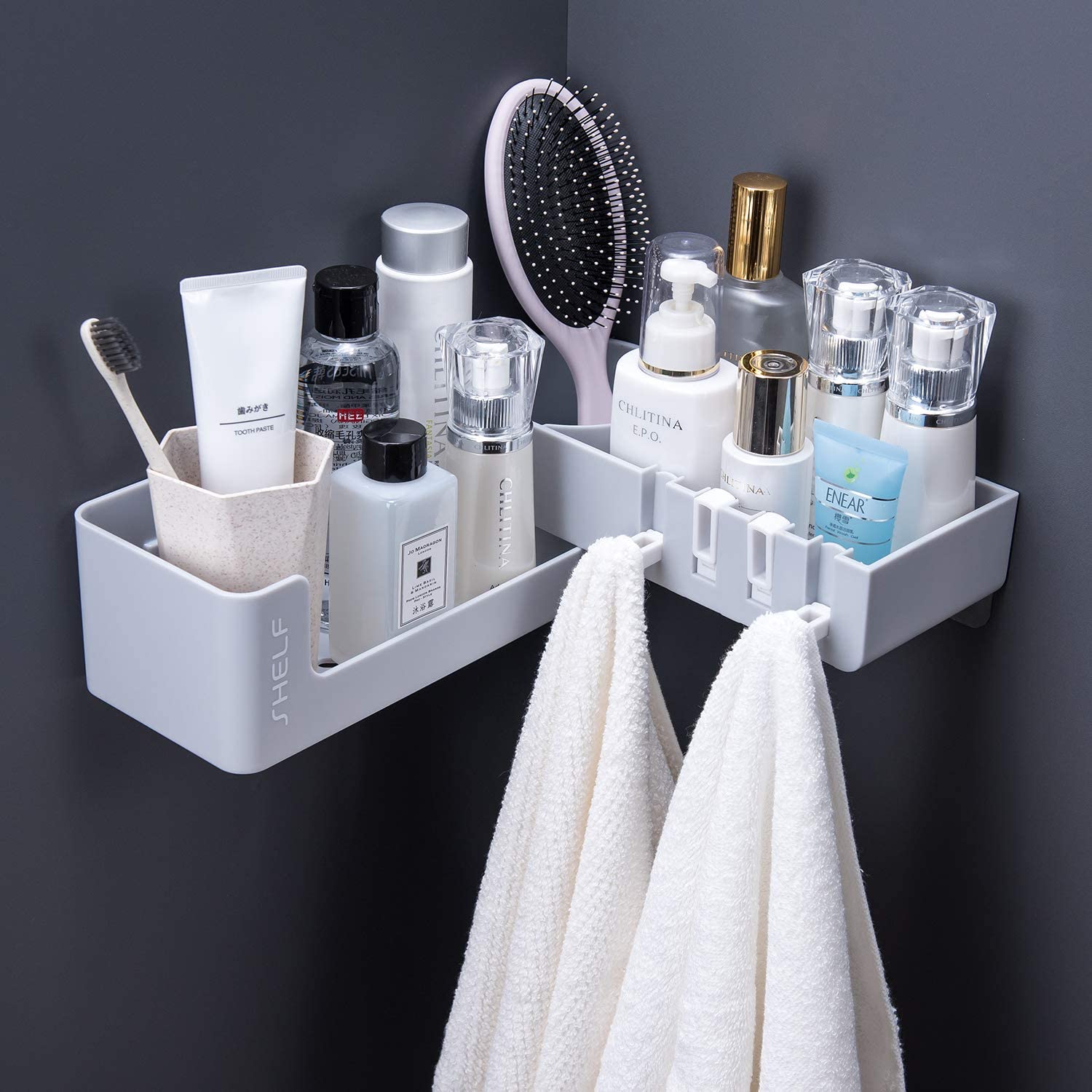 YIGII Bathroom Corner Storage Shelf/Shower Caddy – Self Adhesive Shower ...