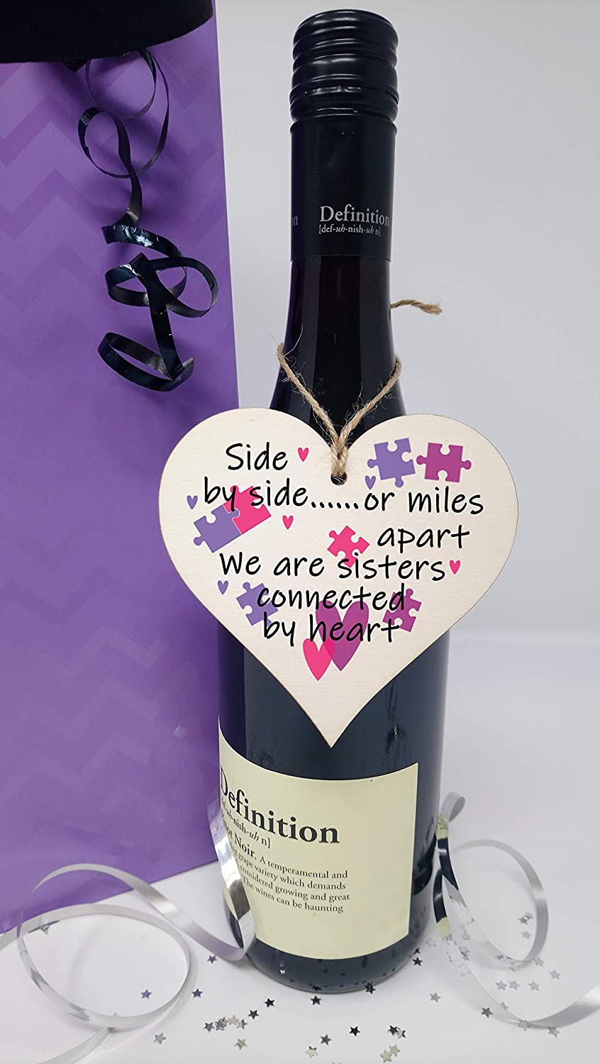 Handmade Wooden Hanging Heart Plaque Gift Perfect for Sisters Lovely Friendship Keepsake - Image 3