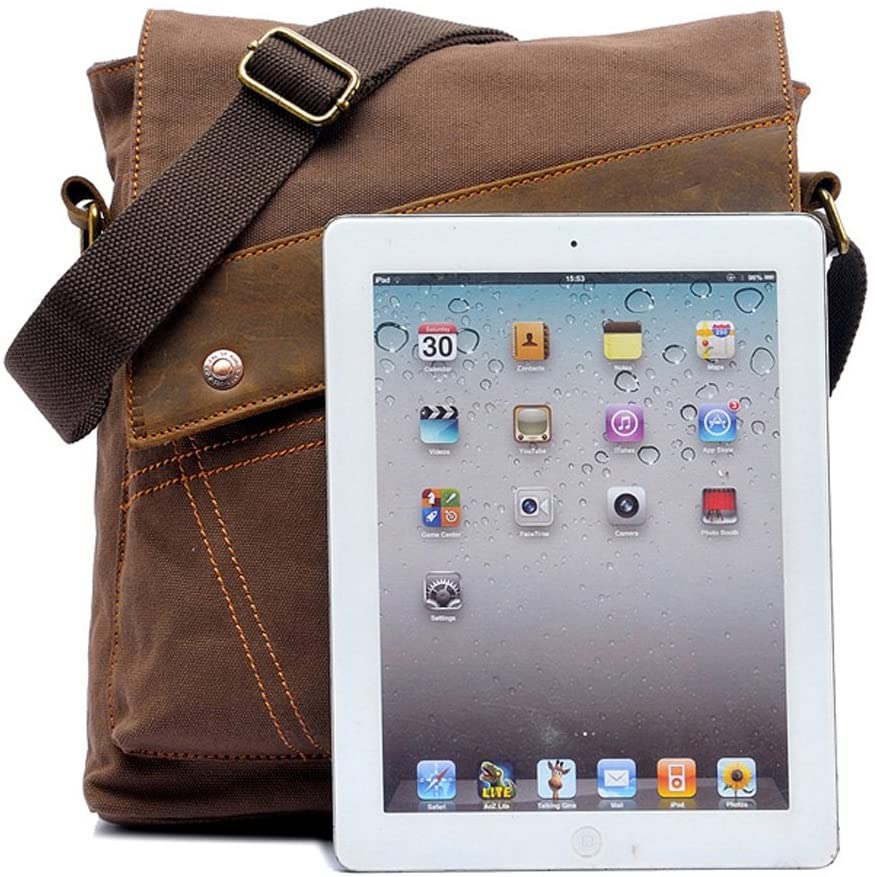 Yimidear® Men's Retro Canvas Bag Messenger Bag Single Shoulder Bag Briefcase (Coffee) - Image 4
