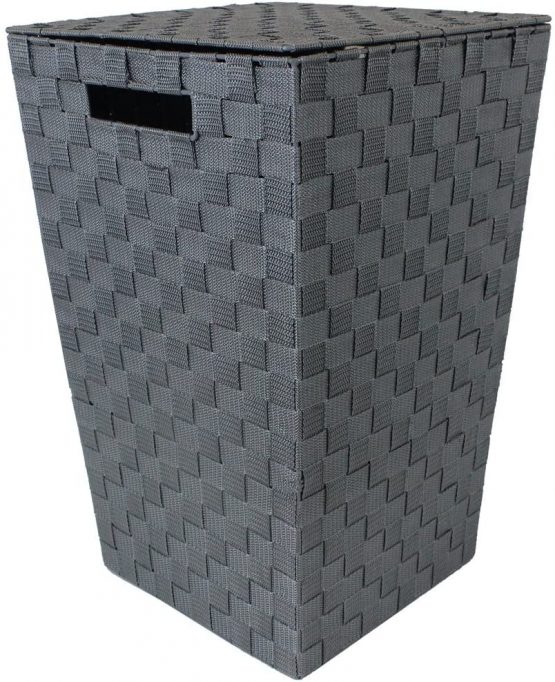 JVL 35-13-310G Modern Tapered Laundry Basket with Inset Handles, Metal/Plastic, Grey