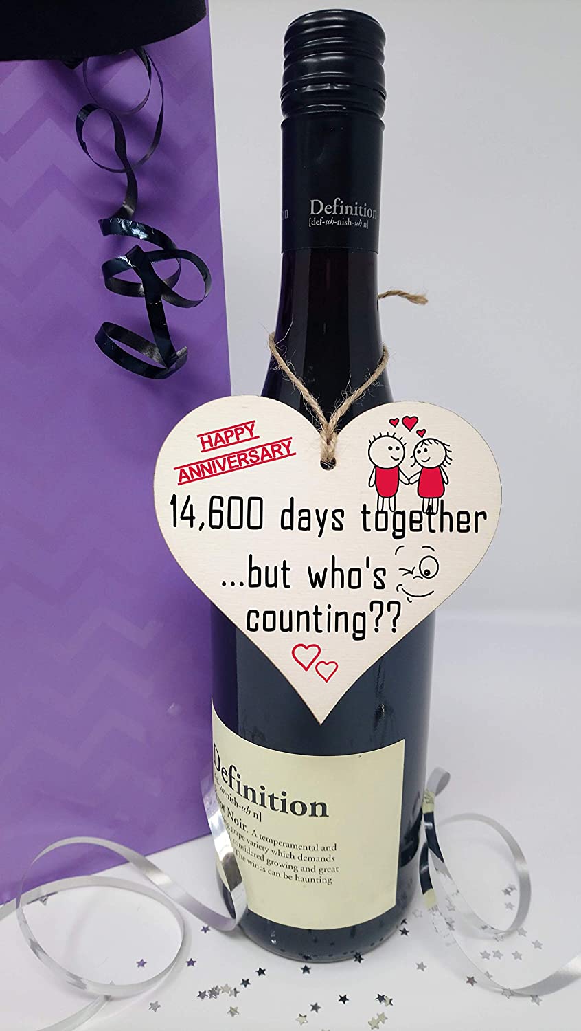 Handmade Wooden Hanging Heart Plaque Gift to Celebrate 40th Wedding Anniversary Husband Wife Someone Special Keepsake - Image 3