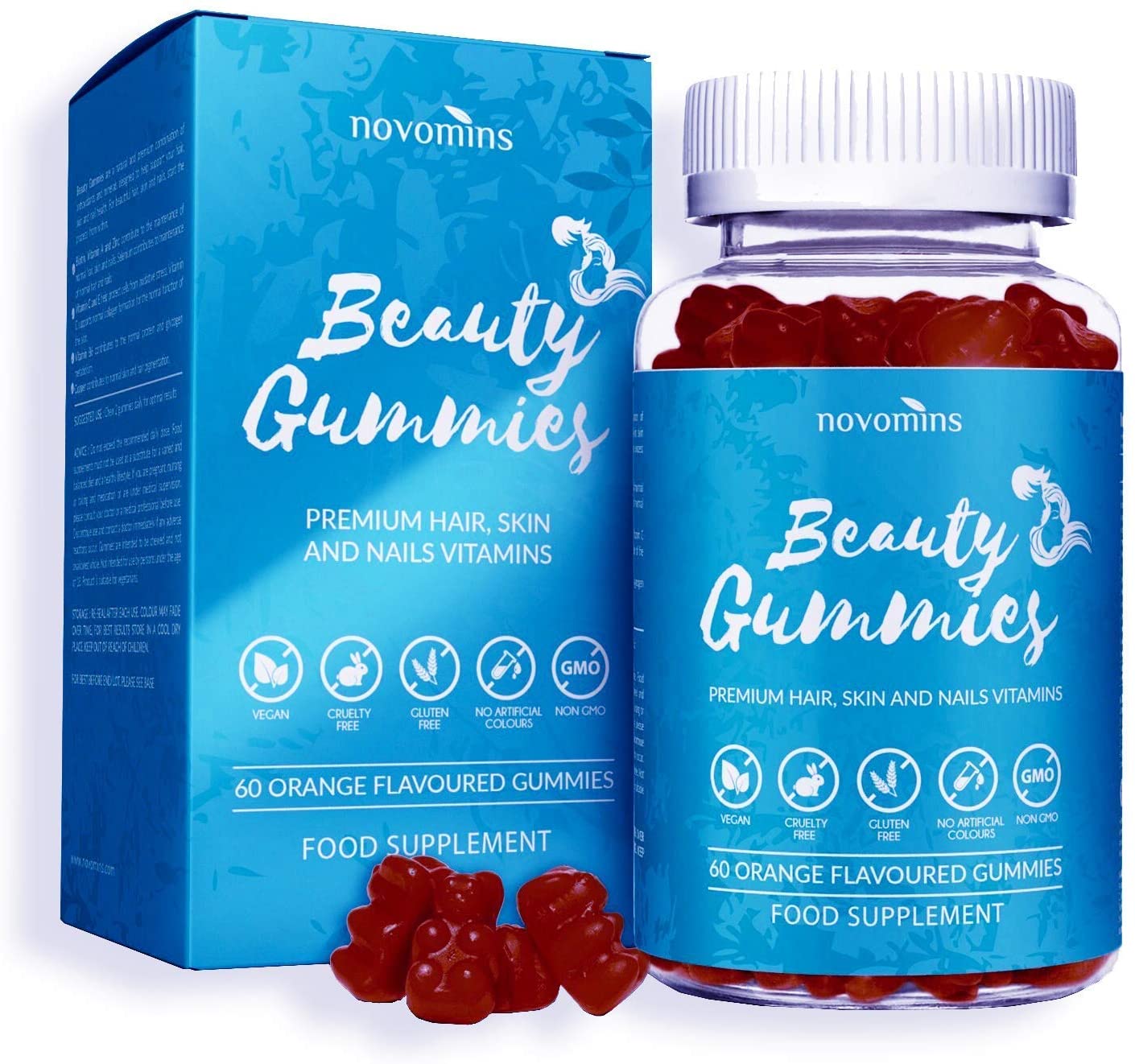 Hair Skin and Nails Vitamins, 60 Gummies with Vitamin A, C, E & Zinc, Biotin Hair Growth Vitamins for Hair Care