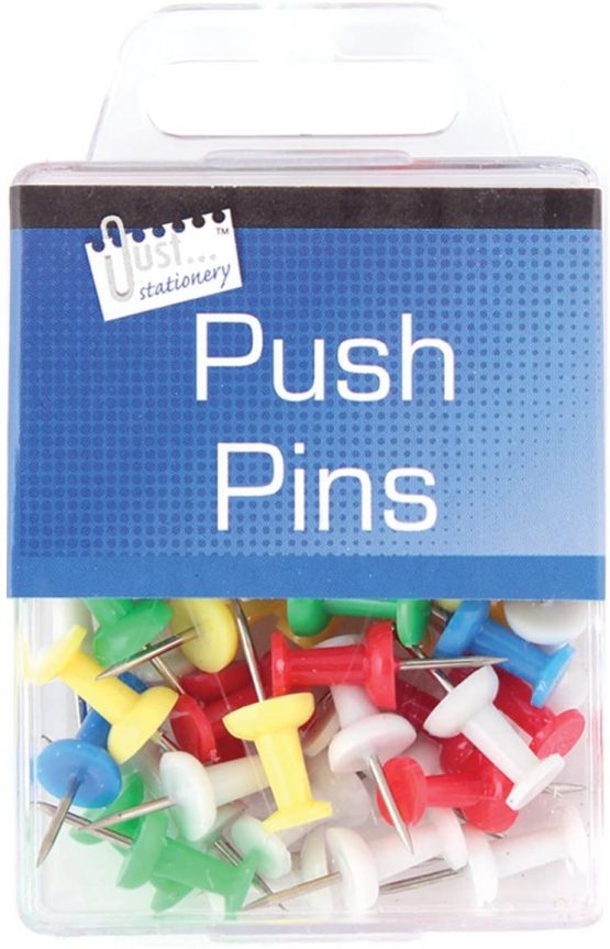 Just Stationery Hanging Box Push Pin (Pack of 50), 9191
